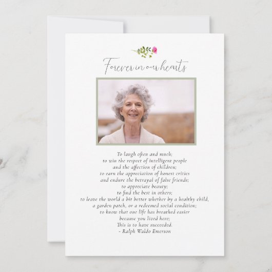  Waterverf Roze Bloemen Viering van het Leven Kaart (Achterkant)