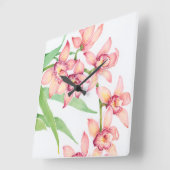 Waterverf Roze bloemen Vierkante Klok (Hoek)