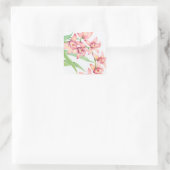 Waterverf Roze bloemen Vierkante Sticker (Tas)