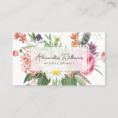 Waterverf Roze bloemen Visitekaartje (Voorkant)