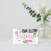 Waterverf Roze bloemen Visitekaartje (Staand voorkant)