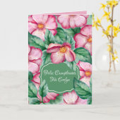 Waterverf roze bloemen voor tante kaart (Gele Bloem)