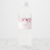 Waterverf Roze Bloemen Waterflesje Label Waterfles Etiket (Voorkant)