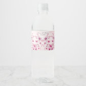 Waterverf Roze Bloemen Waterflesje Label Waterfles Etiket (Voorkant)