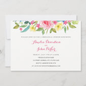 Waterverf Roze Bloemen Wedding Repetitie Diner Kaart (Voorkant)