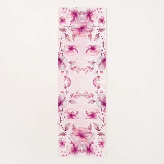 Waterverf Roze Bloemen Yoga Mat (Voorkant)