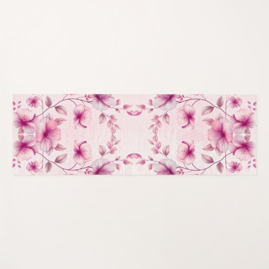 Waterverf Roze Bloemen Yoga Mat (Voorkant (horizontaal))
