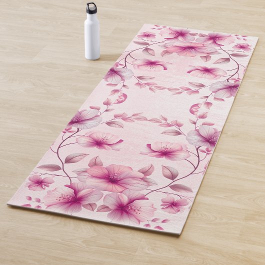 Waterverf Roze Bloemen Yoga Mat (In situ)