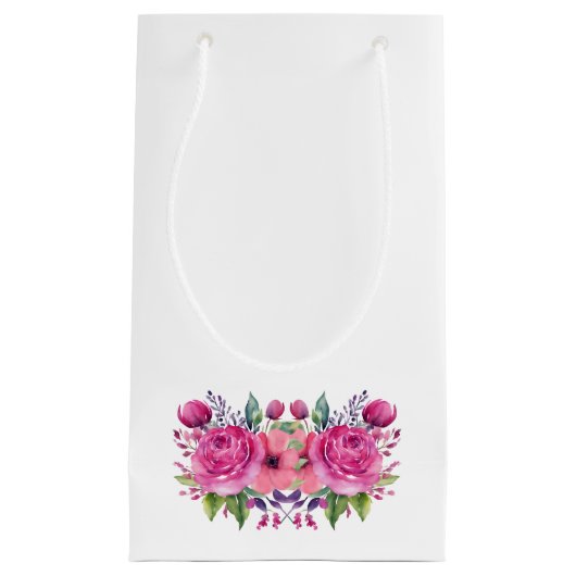 Waterverf roze bloemenboeket-bruiloft- klein cadeauzakje (Voorkant)