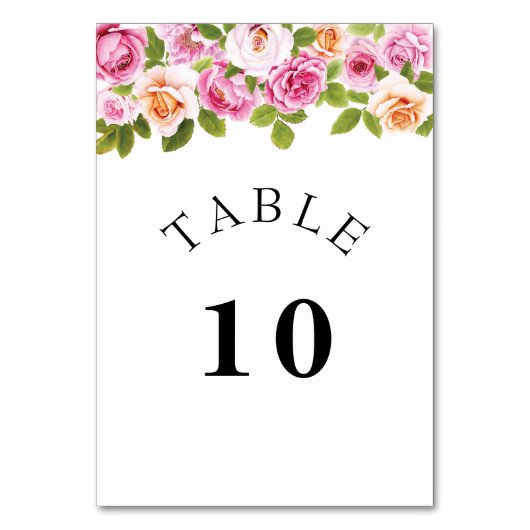 Waterverf Roze Bloemenboog Tafelnummer Kaart (Voorkant)