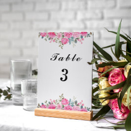 Waterverf Roze Bloemenboog Tafelnummer Kaart