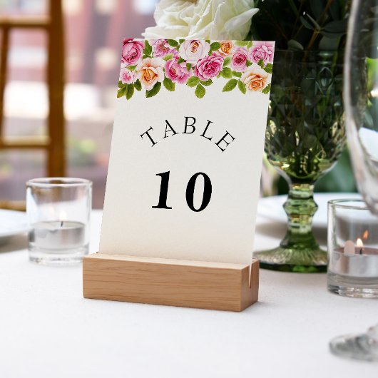 Waterverf Roze Bloemenboog Tafelnummer Kaart