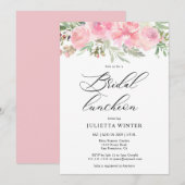 Waterverf roze bloemenbruids lunch kaart (Voorkant / Achterkant)