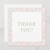 Waterverf roze bloemenbruiloft bedankje bedankkaart (Voorkant / Achterkant)