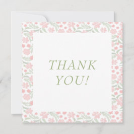 Waterverf roze bloemenbruiloft bedankje bedankkaart