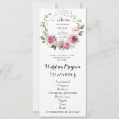 Waterverf roze bloemenbruiloft ceremonie programma (Voorkant)