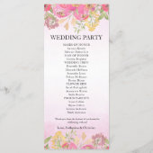 Waterverf roze bloemenbruiloft plat programmakaart (Achterkant)
