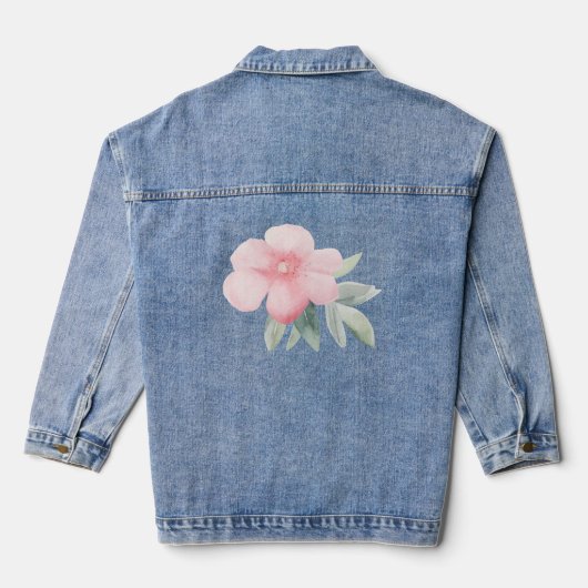Waterverf Roze Bloemendеним Jas Denim Jacket (Achterkant)