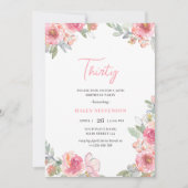Waterverf Roze Bloemendertig Boho Chic Verjaardag Kaart (Voorkant)