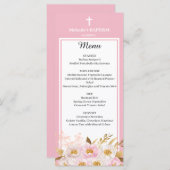 Waterverf Roze bloemendoop Menu Kaart (Voorkant / Achterkant)