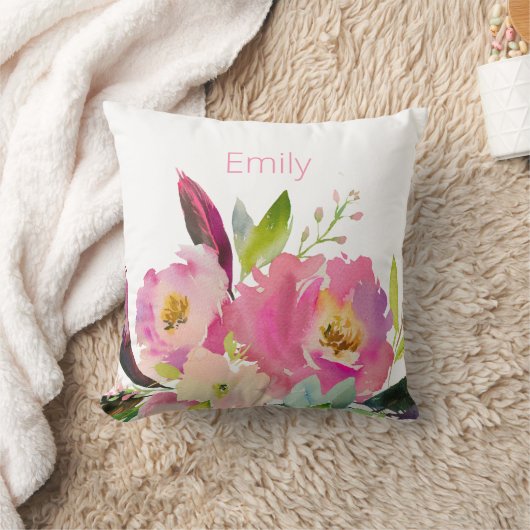 Waterverf Roze Bloemenkamer Decoratie voor Babymei Kussen (Deken)