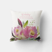 Waterverf Roze Bloemenkind Meisje Stats Slaapkamer Kussen (Achterkant)