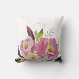 Waterverf Roze Bloemenkleuren Baby Meisje Nursery  Kussen