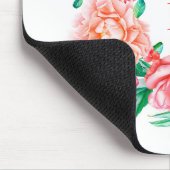  Waterverf Roze Bloemenkrans Monogram Muismat (Hoek)