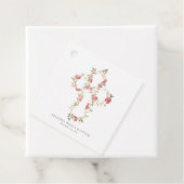 Waterverf roze bloemenkruis doop bedankjes labels (In situ)