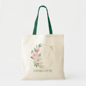 Waterverf Roze Bloemenletter C Monogram Canvas tas (Voorkant)