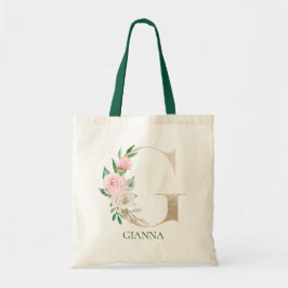 Waterverf Roze Bloemenletter G Monogram Canvas tas
