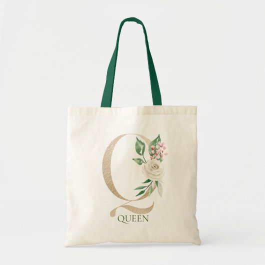 Waterverf Roze Bloemenletter Q Monogram Canvas tas (Voorkant)