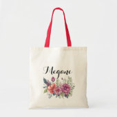 waterverf roze bloemenmonogram naam bruidsmeisje n tote bag (Voorkant)