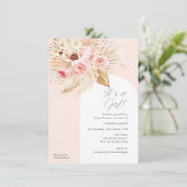 Waterverf roze bloemenpampas baby girl shower kaart (Staand voorkant)