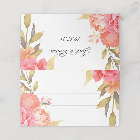 Waterverf roze bloemenplaatskaarten plaatskaartje (Buitenkant ongevouwen)