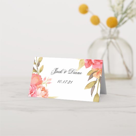 Waterverf roze bloemenplaatskaarten plaatskaartje (Achterkant)