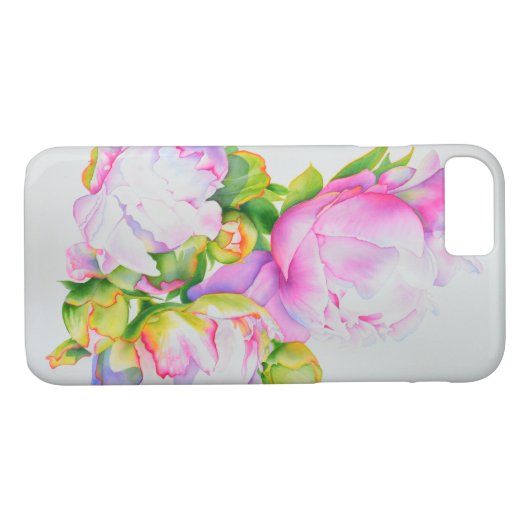 Waterverf roze bloemenroze pioenrozen wit bloemig Case-Mate iPhone case (Achterkant (Horizontaal))