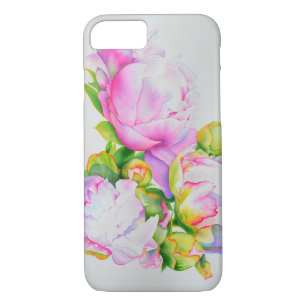 Waterverf roze bloemenroze pioenrozen wit bloemig Case-Mate iPhone case