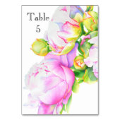 Waterverf roze bloemenroze pioenrozen wit bloemig kaart (Voorkant)