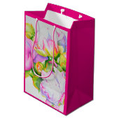 Waterverf roze bloemenroze pioenrozen wit bloemig medium cadeauzakje (Achterkant Gekanteld)