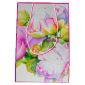 Waterverf roze bloemenroze pioenrozen wit bloemig medium cadeauzakje (Achterkant)