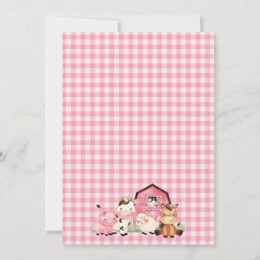 Waterverf Roze Bloemenschuur Boerderijdieren Verja Kaart (Achterkant)