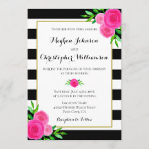  Waterverf roze bloemenstrepen bruiloft