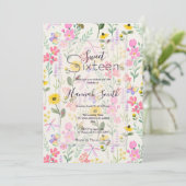 Waterverf roze bloemenvlinders tuin kaart (Staand voorkant)