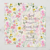 Waterverf roze bloemenvlinders tuin kaart (Voorkant / Achterkant)