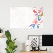 Waterverf roze bloemenvoorjaarsseizoen border back poster (Thuiskantoor)