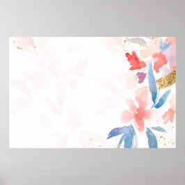 Waterverf roze bloemenvoorjaarsseizoen border back poster