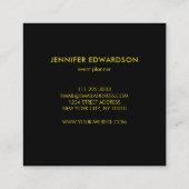 Waterverf roze bloemenzwart goud professional vierkante visitekaartje (Achterkant)