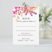 Waterverf roze bloemetjes. Bloementuin bruiloft RSVP Kaartje (Staand voorkant)