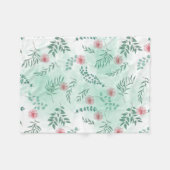 Waterverf roze bloemetjes en groene takken botanis fleece deken (Voorkant (Horizontaal))